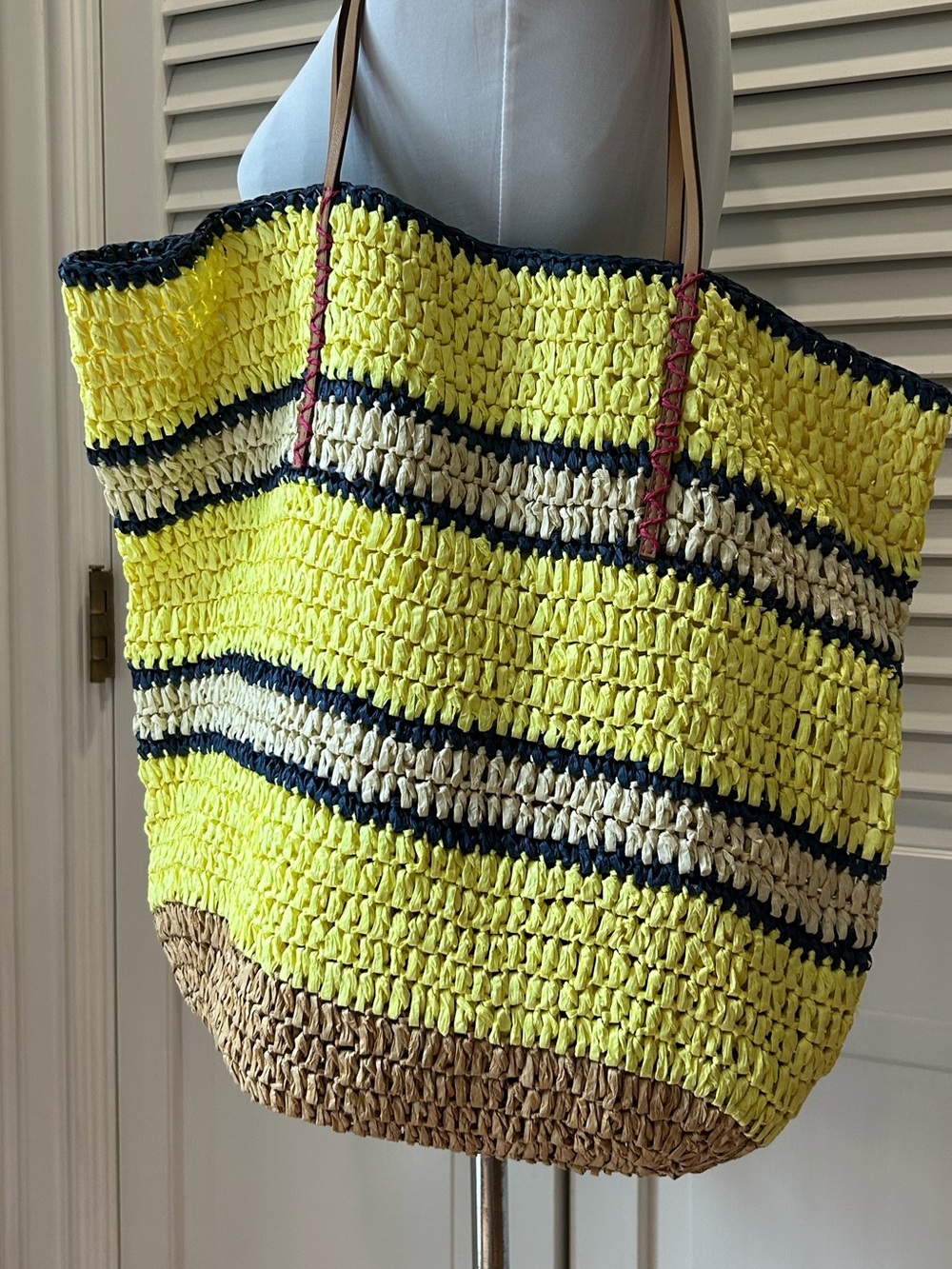 Yellow Stripe Beach Tote NWT